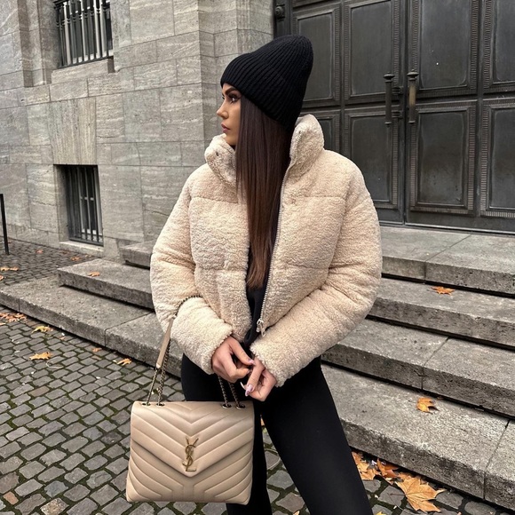 Zara Ecru Padded Fleece Jacket - Picture 8 of 17